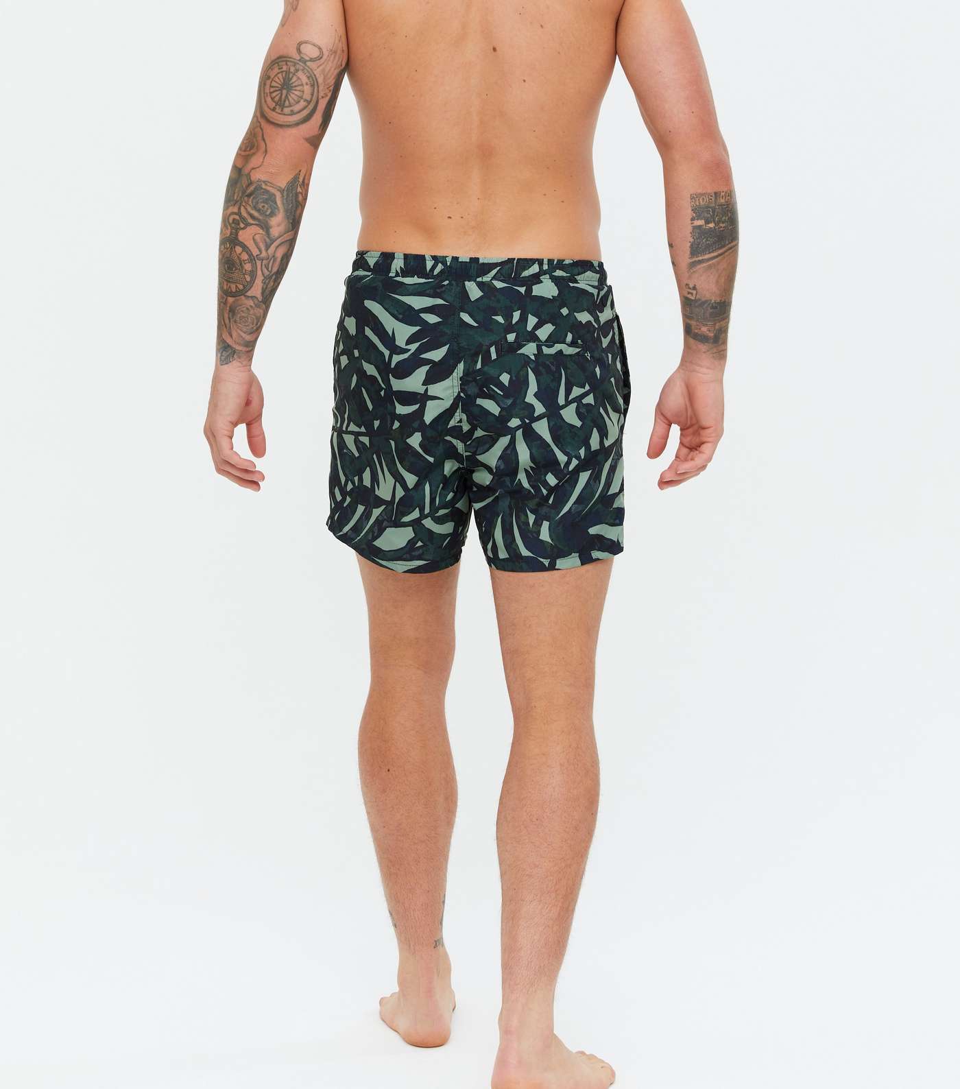 Only & Sons Light Green Leaf Print Swim Shorts Image 4