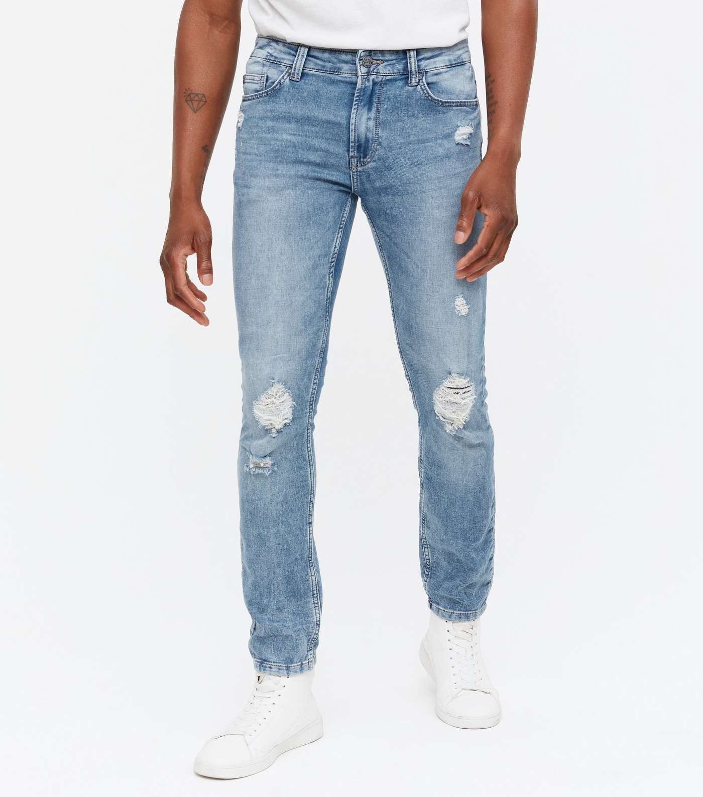 Only & Sons Blue Ripped Slim Fit Jeans Image 2