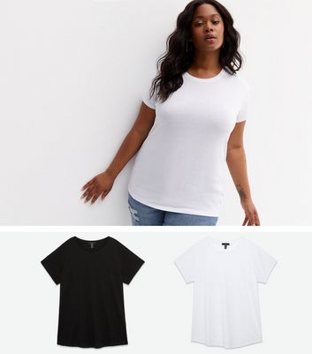 Damen Bekleidung Curves 2 Pack Black and White Oversized T-Shirts