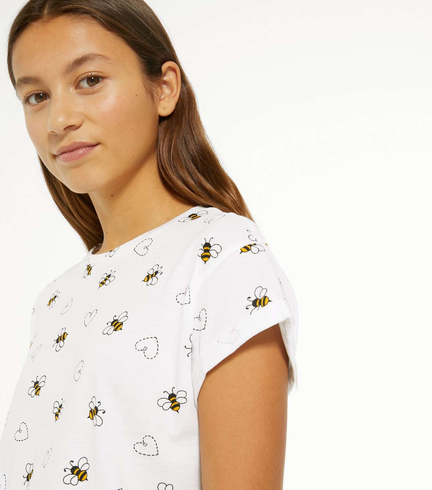 Girls White Bee and Heart T-Shirt Image 4