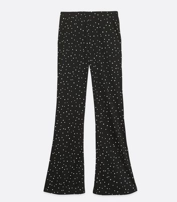 Image of Black Spot Flared Trousers New Look