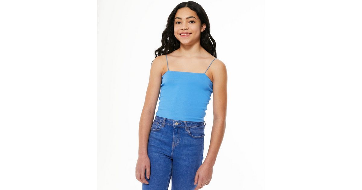 Girls Bright Blue Square Neck Cami | New Look