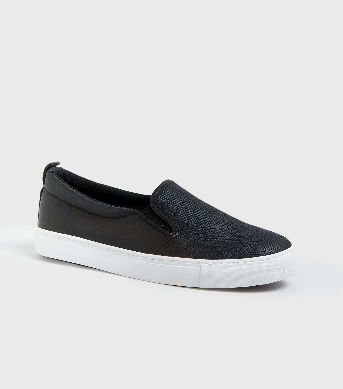 Black Faux Snake Front Slip On Trainers