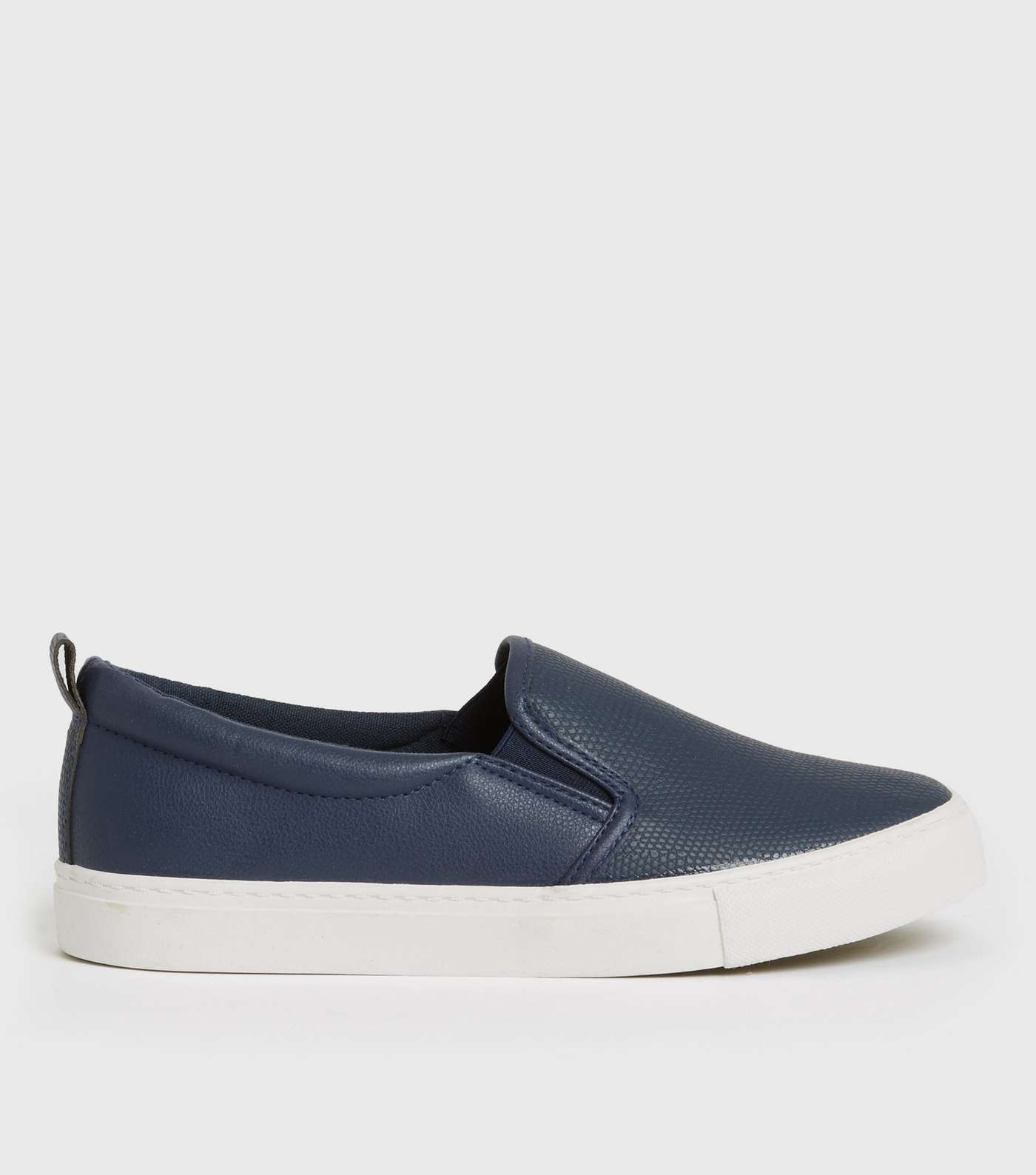 Navy Faux Snake Front Slip On Trainers