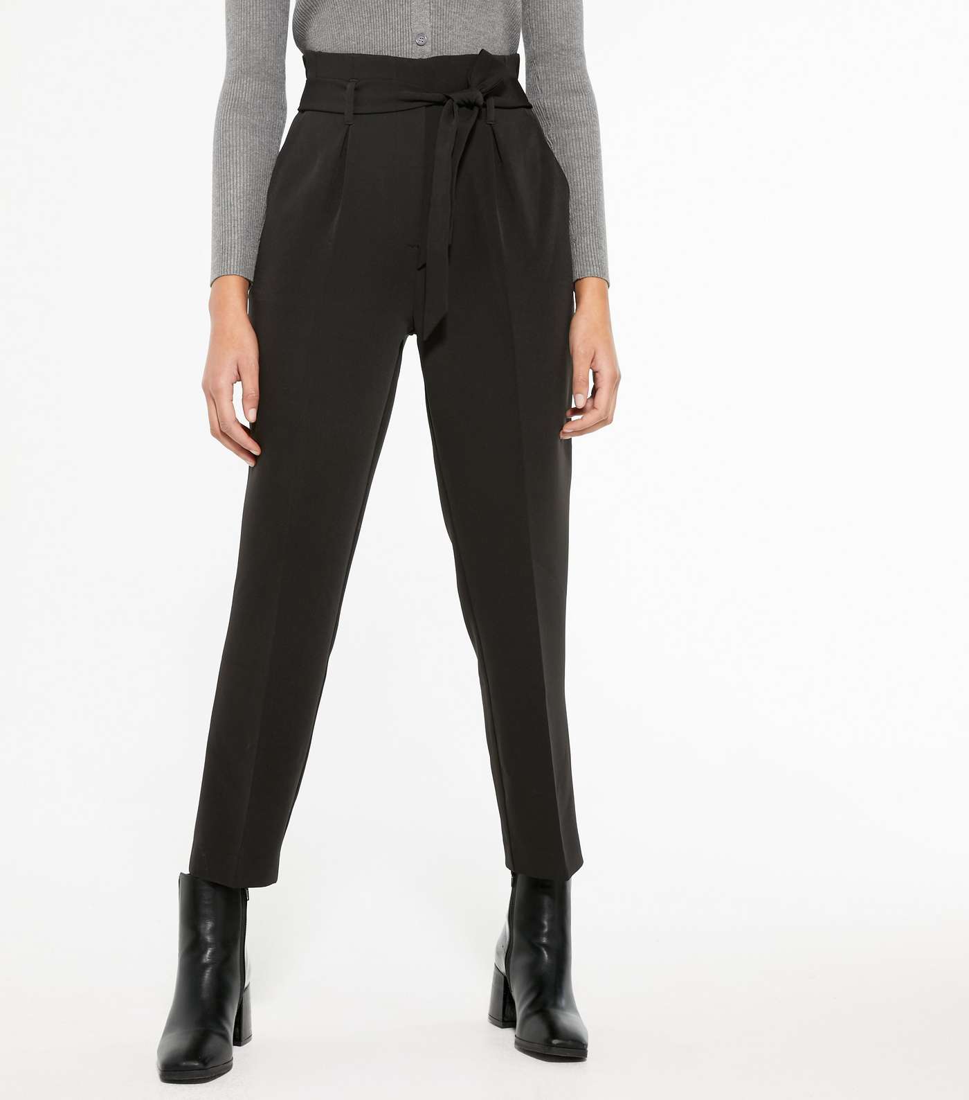 Black Tie Waist Tapered Trousers Image 2