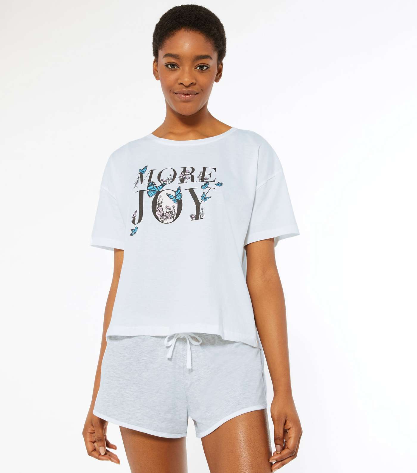 White Joy Logo Butterfly Short Pyjama Set