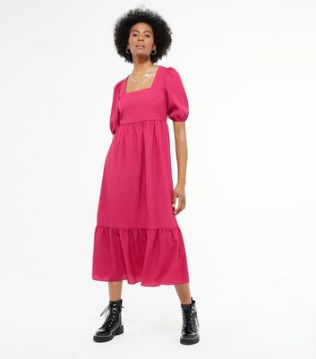 new look pink tiered dress