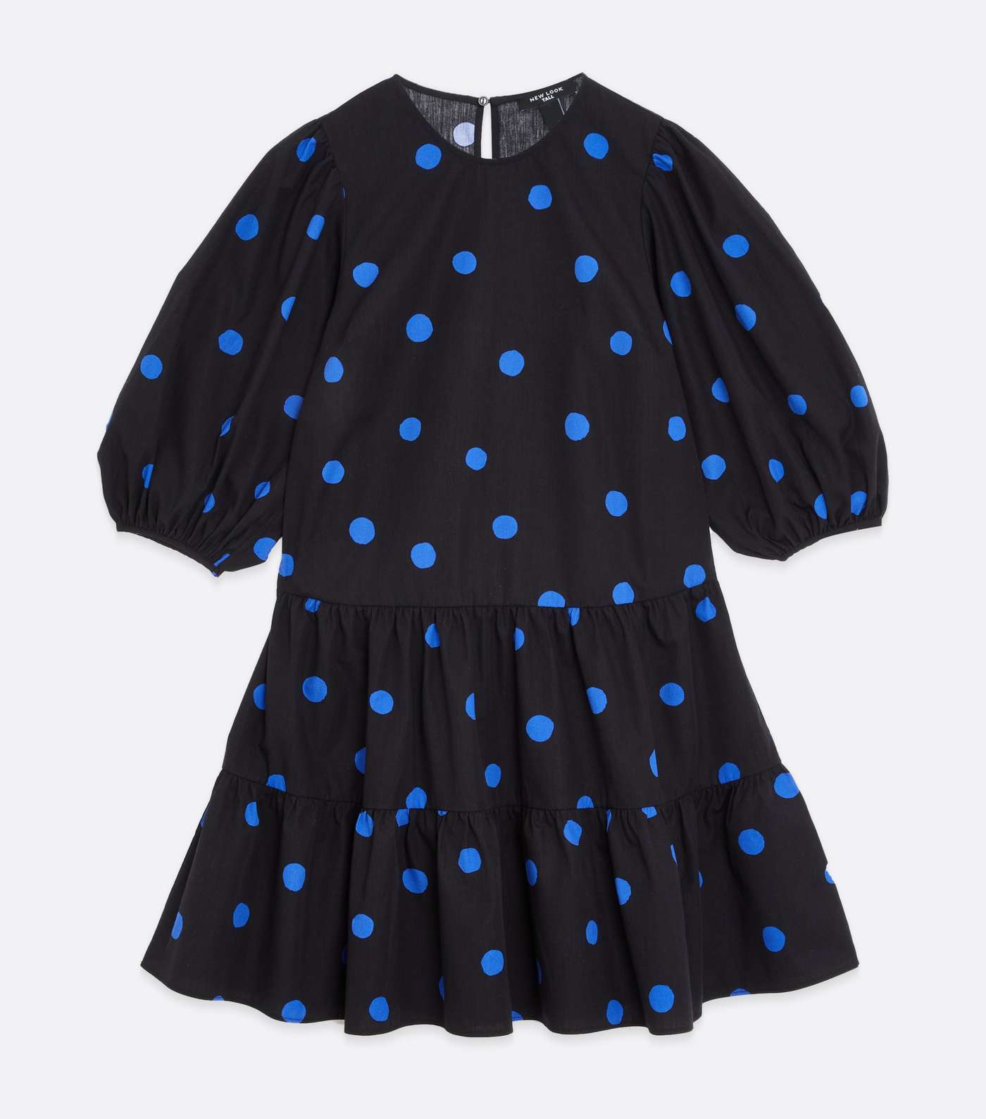 Tall Black Spot Tiered Mini Dress  Image 5