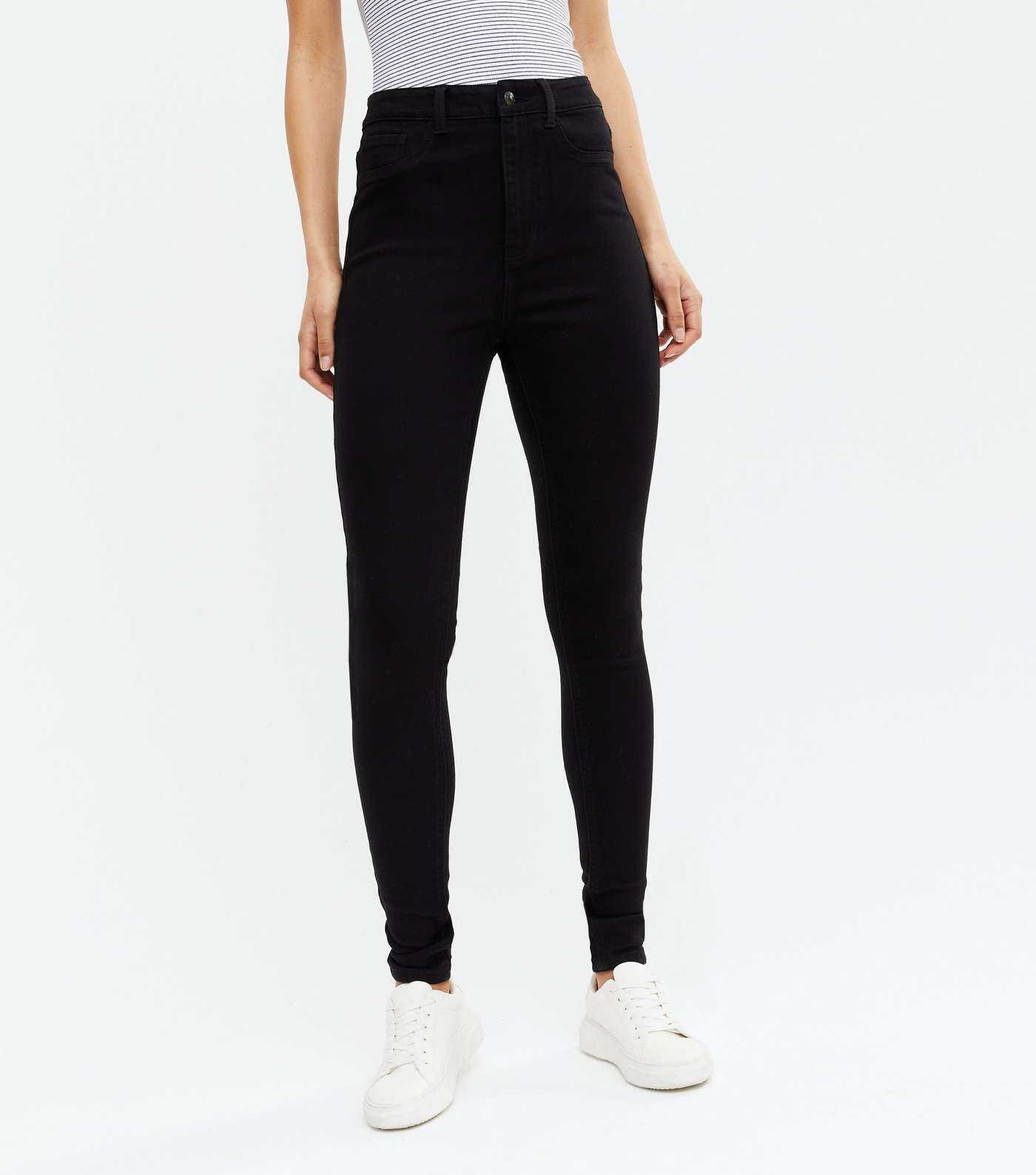 Tall Black Dark Wash High Waist Hallie Super Skinny Jeans Image 2