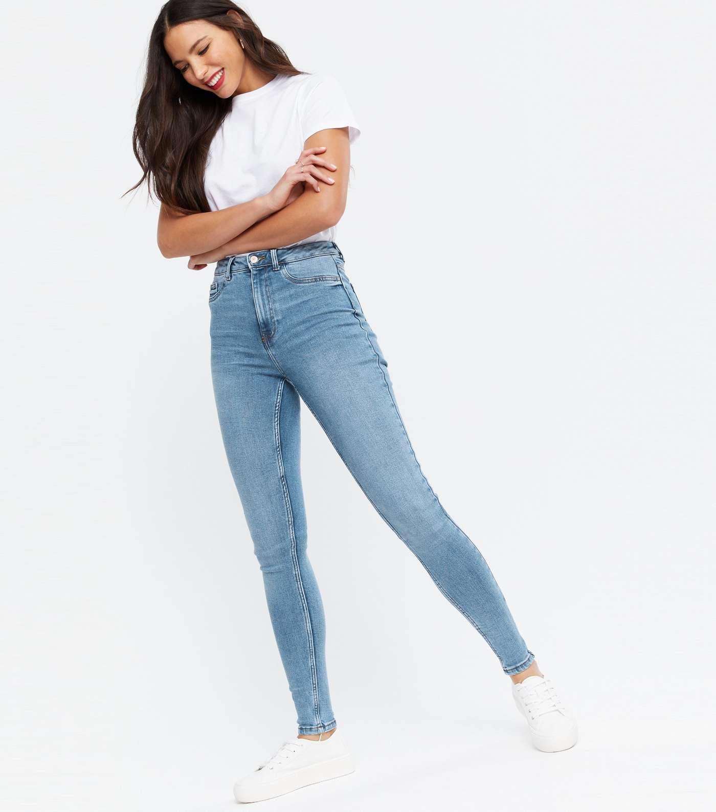 Tall Blue High Waist Hallie Super Skinny Jeans