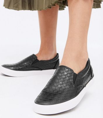 Leather woven slip hot sale on shoes