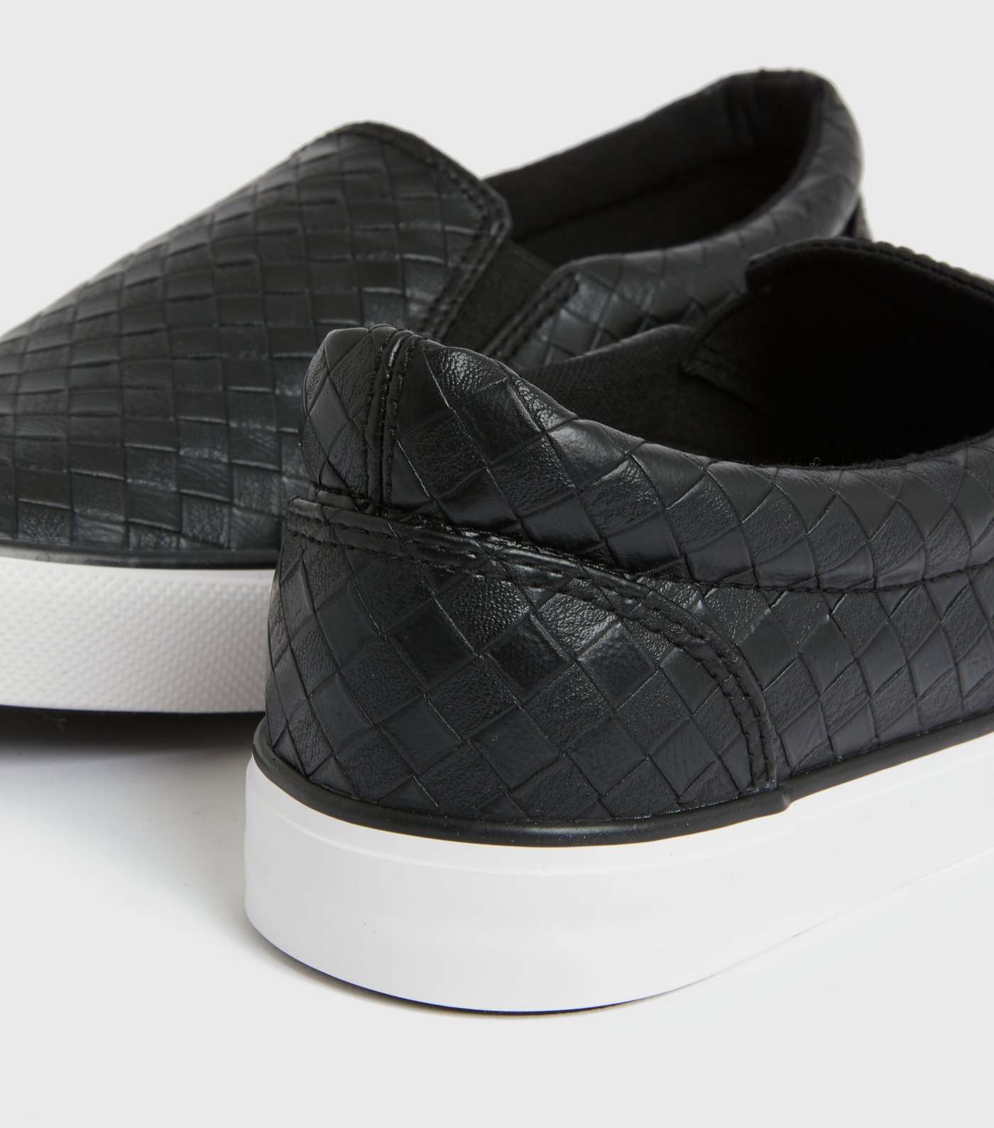 Black Woven Slip On Trainers Image 4