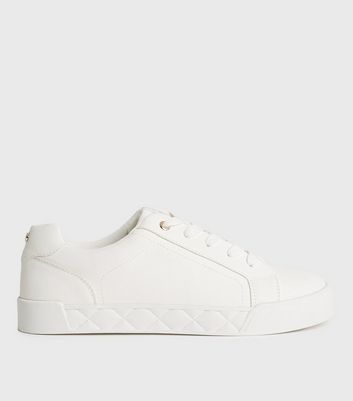 quilted white trainers