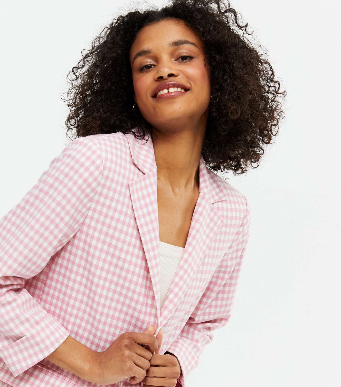 Pink Gingham Double Breasted Blazer Image 3