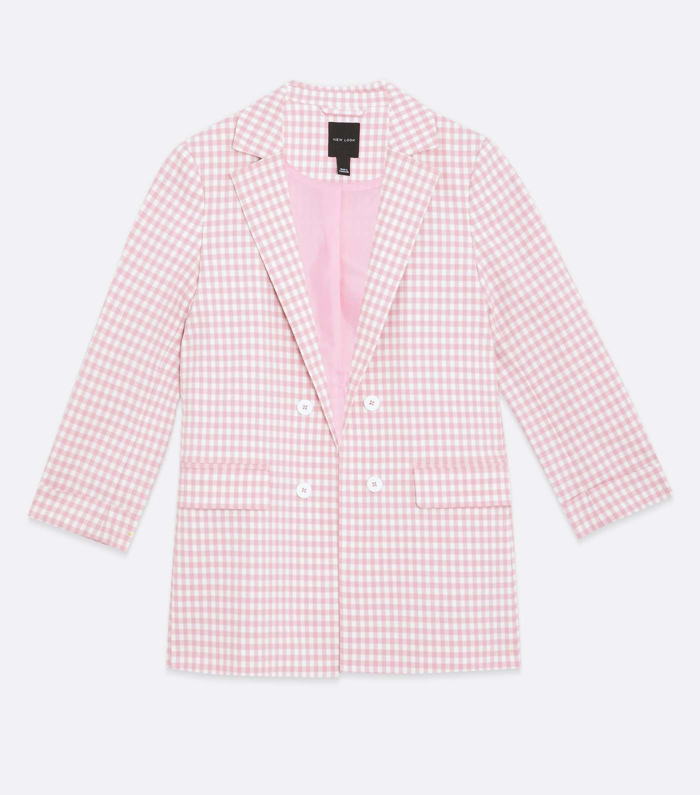 Pink Gingham Double Breasted Blazer Image 5