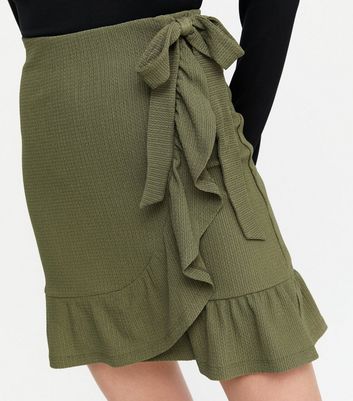 Ruffle khaki clearance skirt