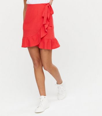 ruffle skirt red