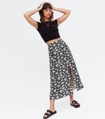 Black and white clearance midi skirt new look