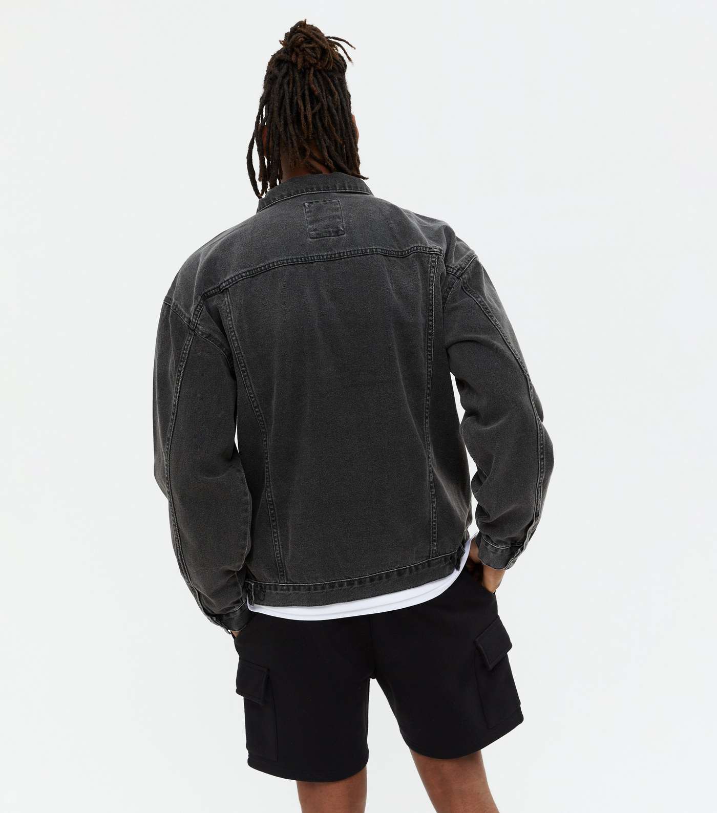 Grey Ripped Oversized Denim Jacket Image 4