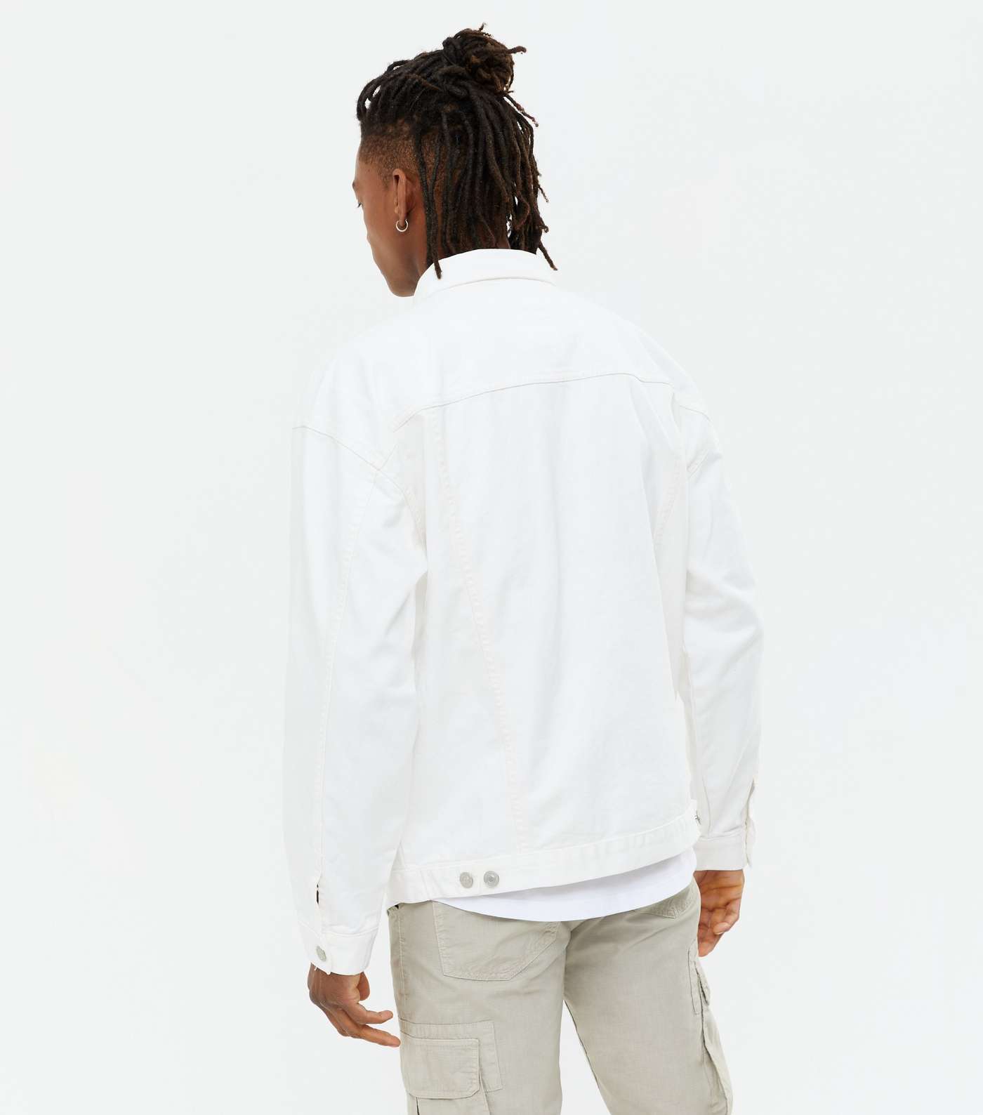 Off White Ripped Oversized Denim Jacket Image 4