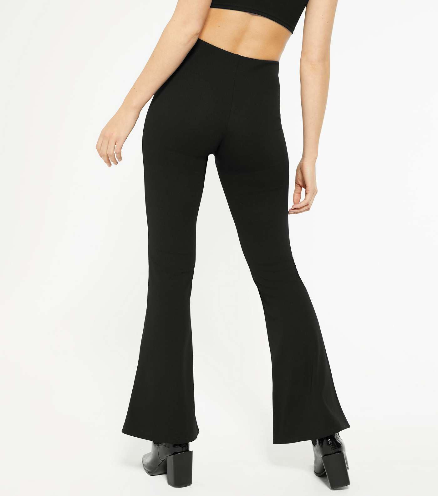 Black Jersey Flared Trousers  Image 3