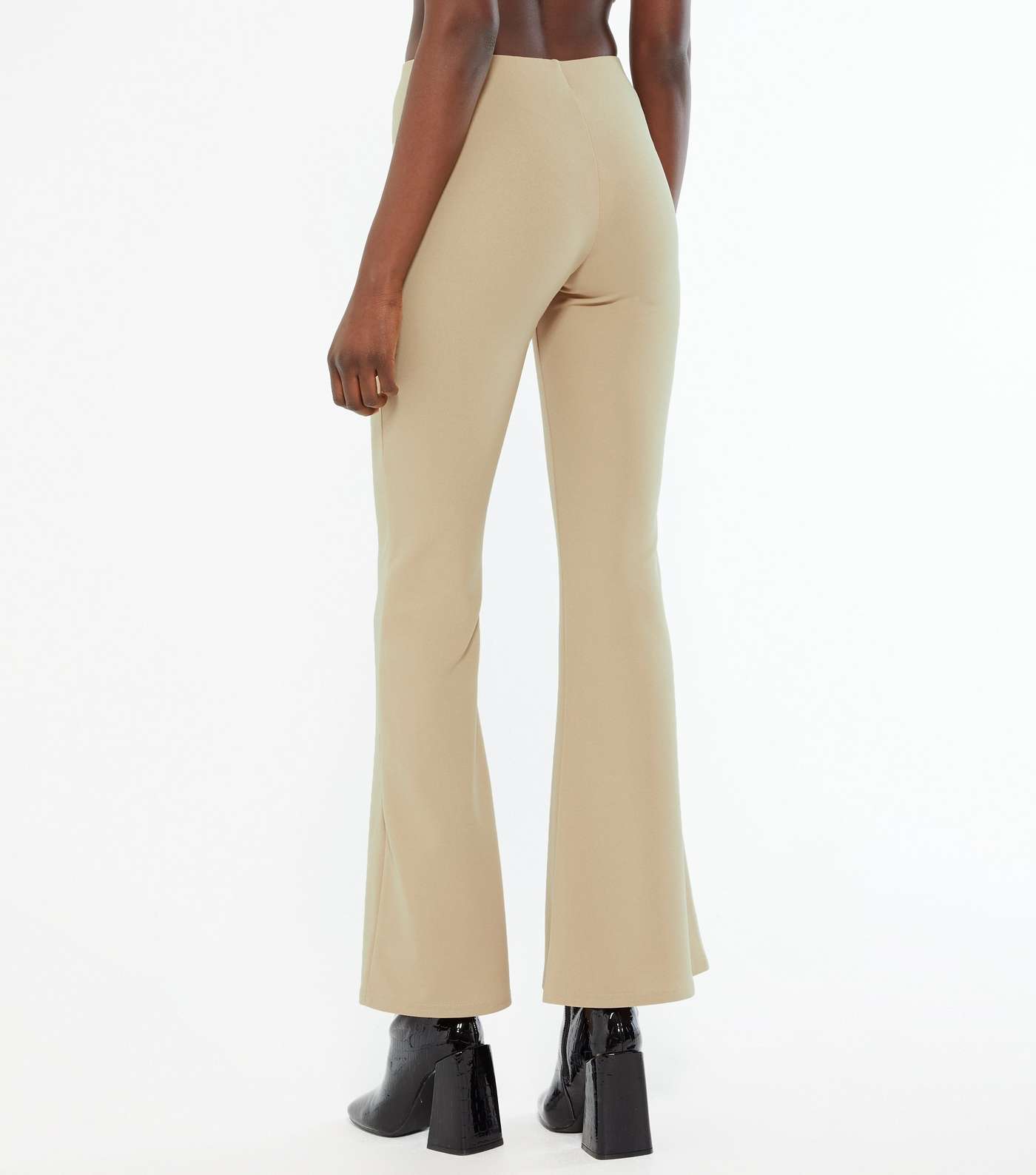 Stone Jersey Flared Trousers  Image 3