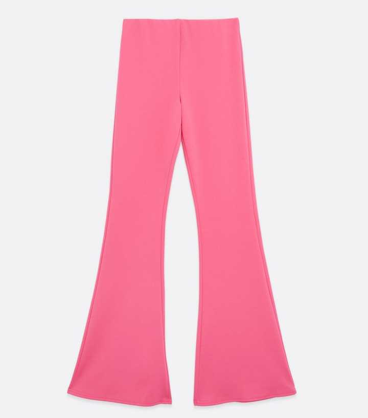 Bright Pink Jersey Flared Trousers