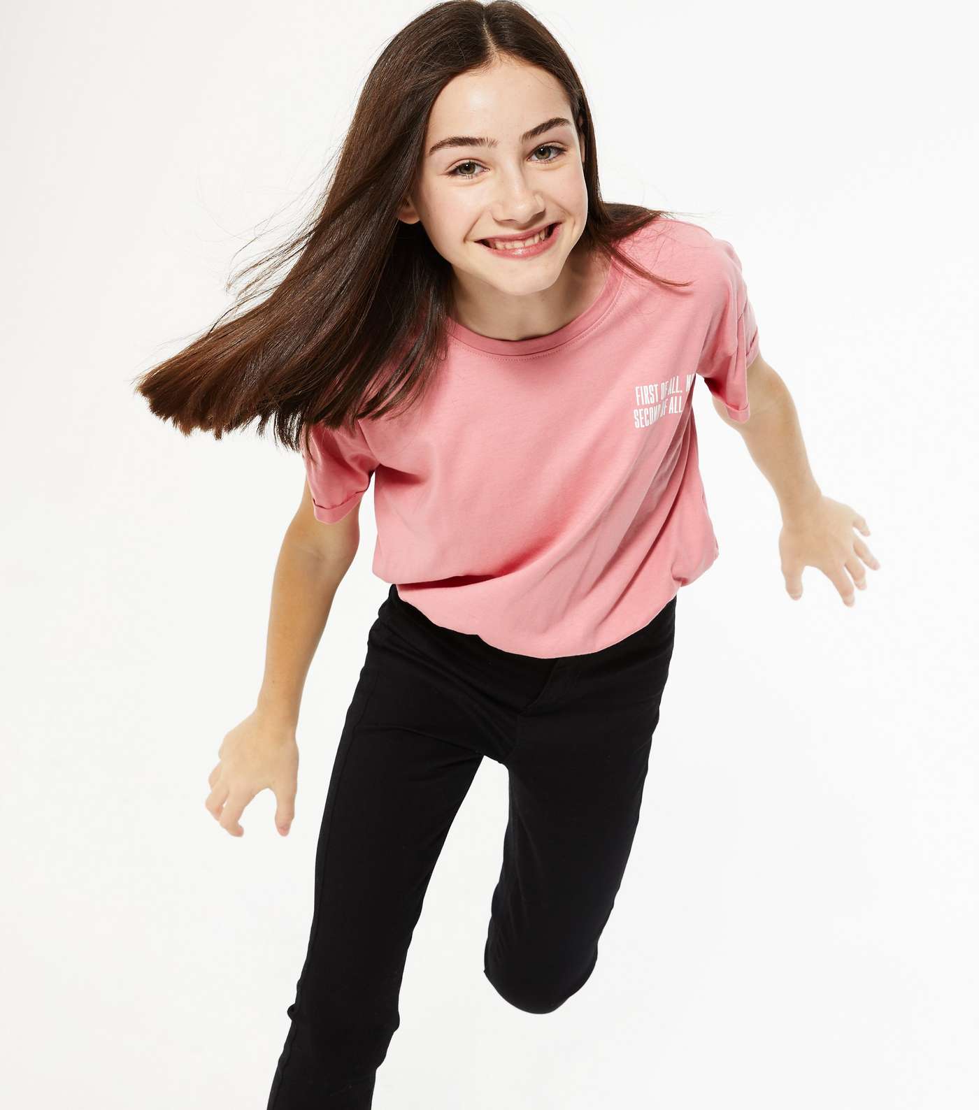 Girls Mid Pink No Logo Elastic Hem T-Shirt