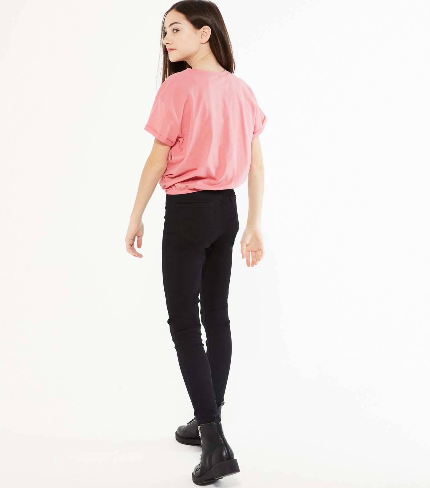 Girls Mid Pink No Logo Elastic Hem T-Shirt Image 3