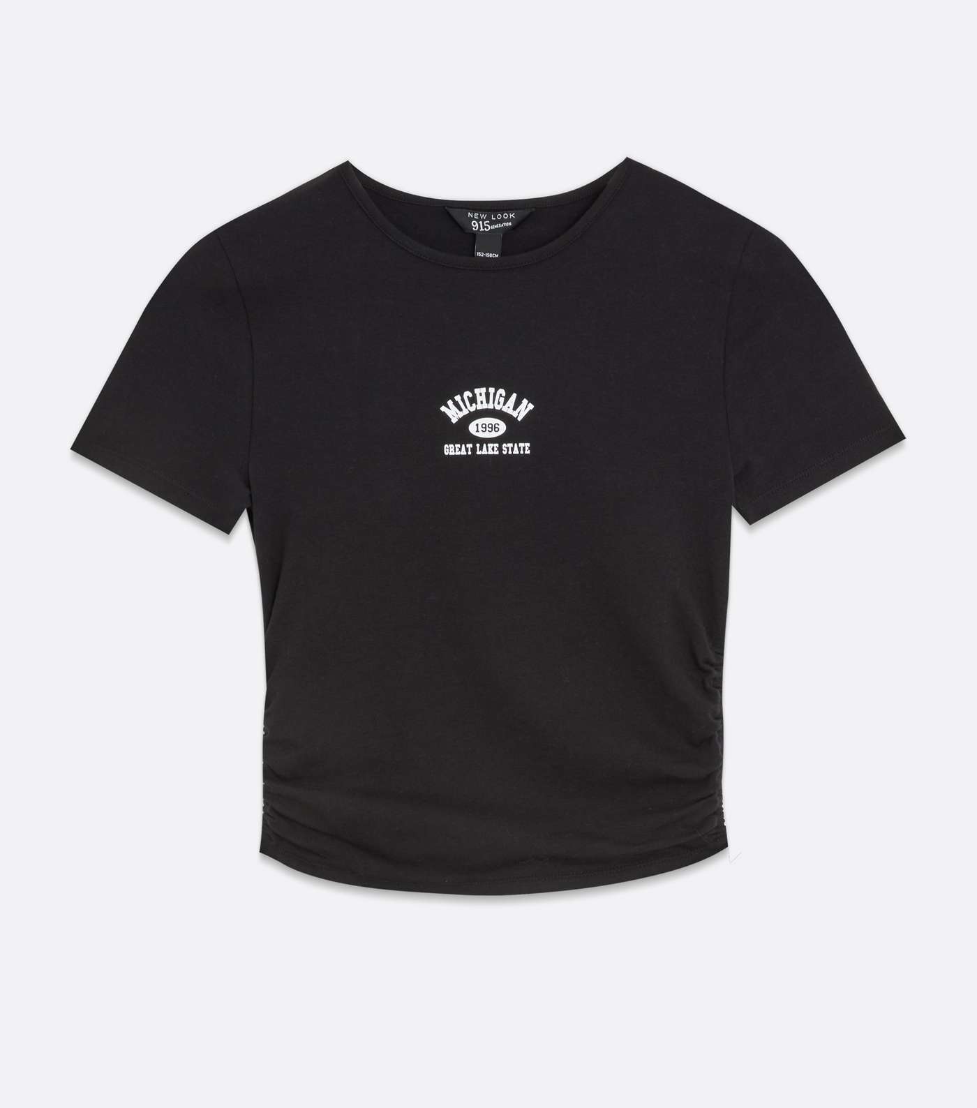 Girls Black Michigan Logo Ruched Side T-Shirt Image 5