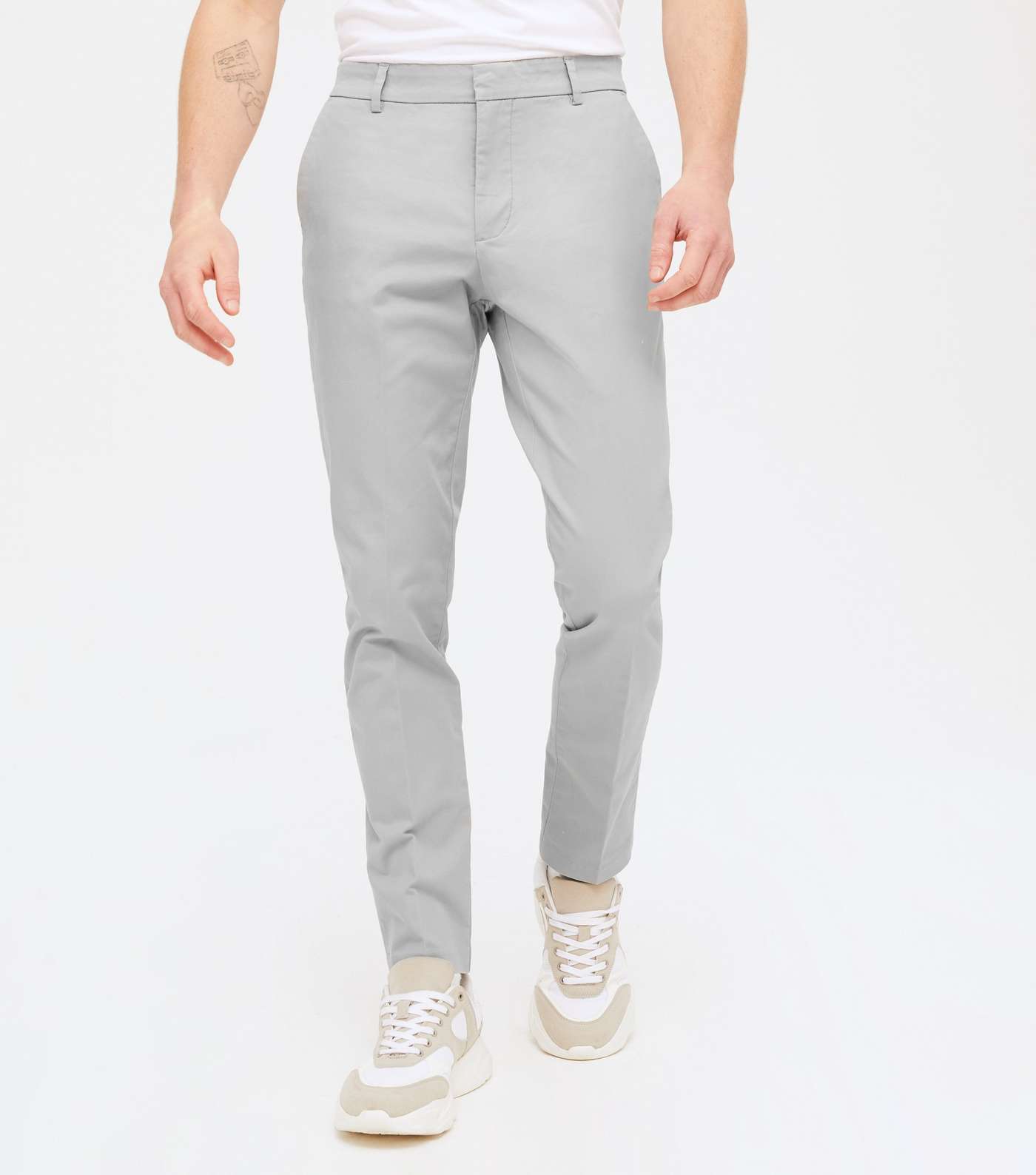 Pale Grey Tapered Skinny Fit Chinos Image 2