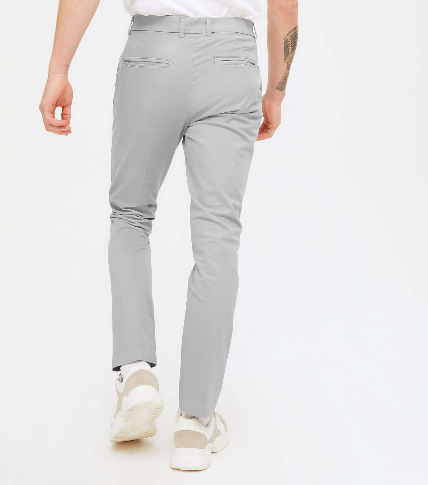 Pale Grey Tapered Skinny Fit Chinos Image 4
