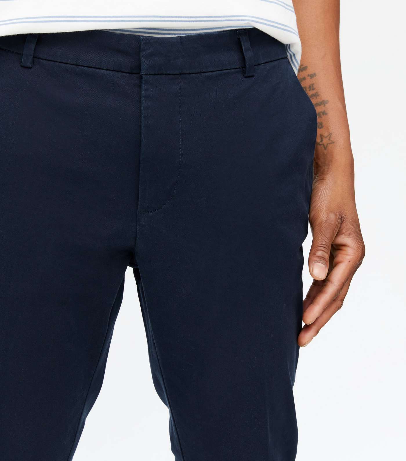 Navy Tapered Skinny Fit Chinos Image 3