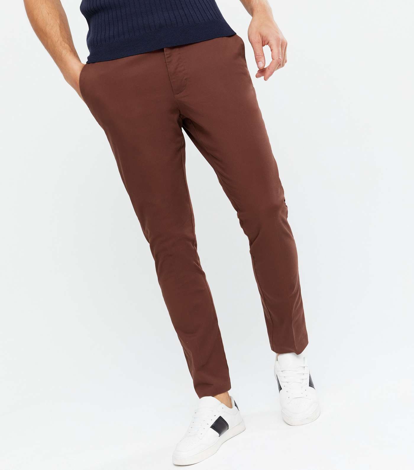 Burgundy Tapered Skinny Fit Chinos Image 2