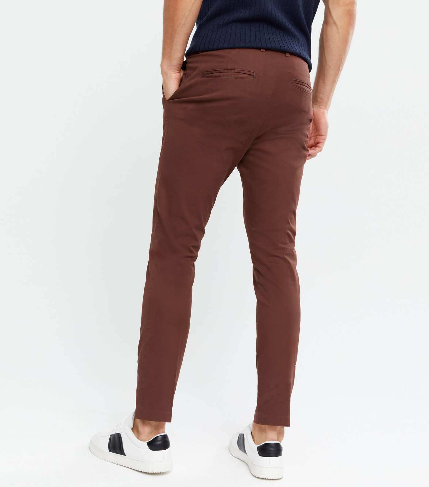 Burgundy Tapered Skinny Fit Chinos Image 4