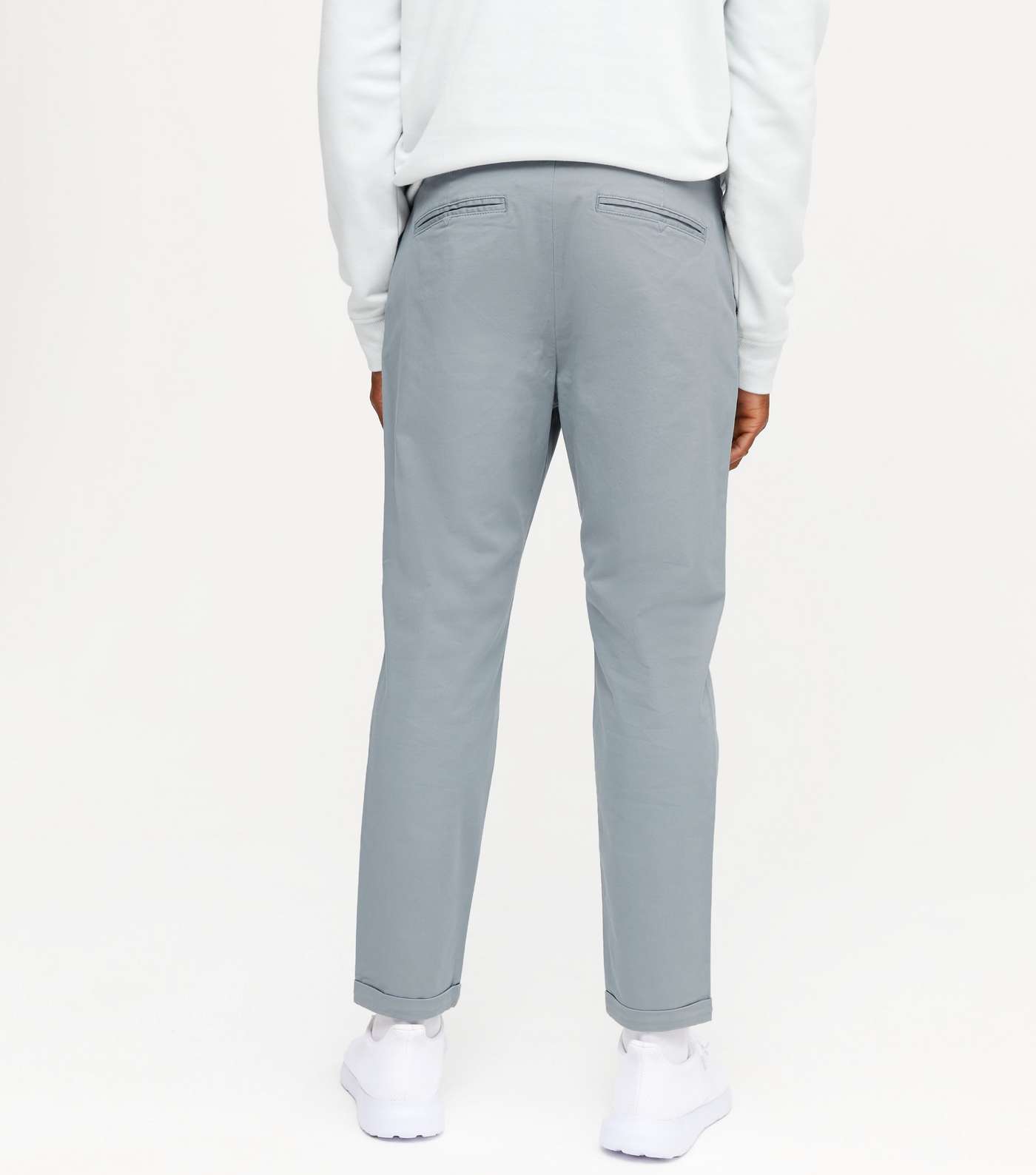 Pale Blue Pleated Chinos Image 4