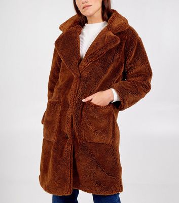 new look blue teddy coat