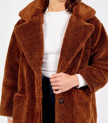 new look blue teddy coat