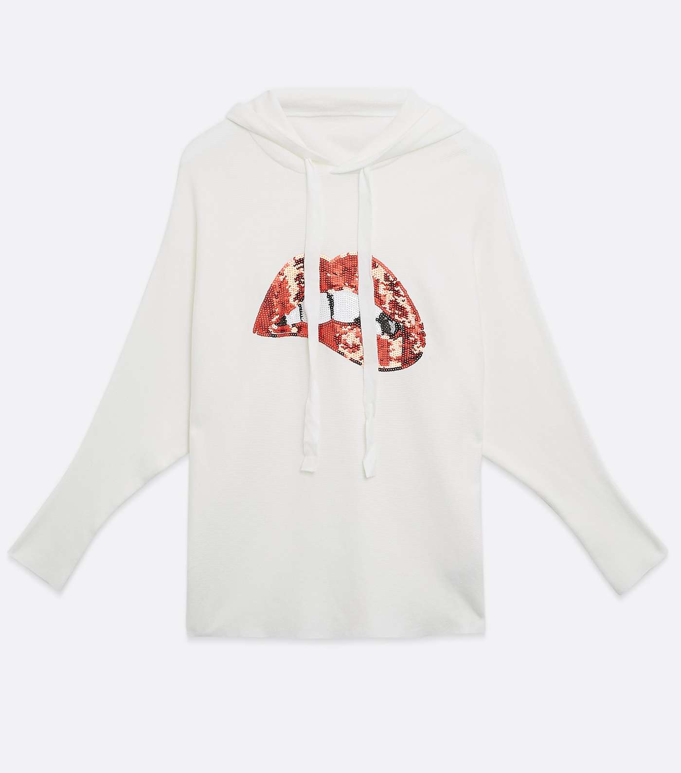 Blue Vanilla Off White Sequin Batwing Hoodie Image 5