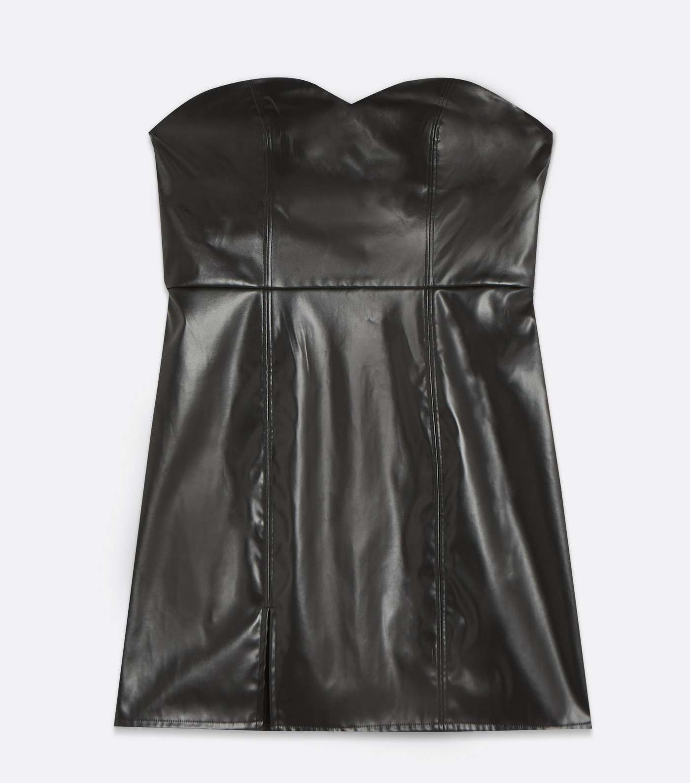 Pink Vanilla Black Leather-Look Bandeau Dress Image 5