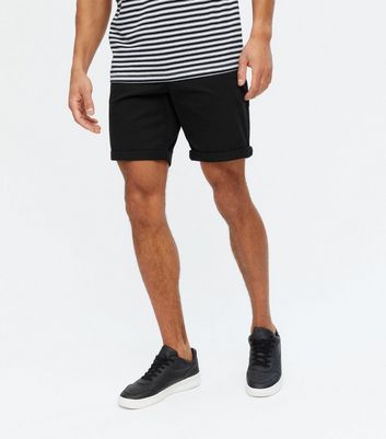 Black Turn Up Hem Chino Shorts | New Look