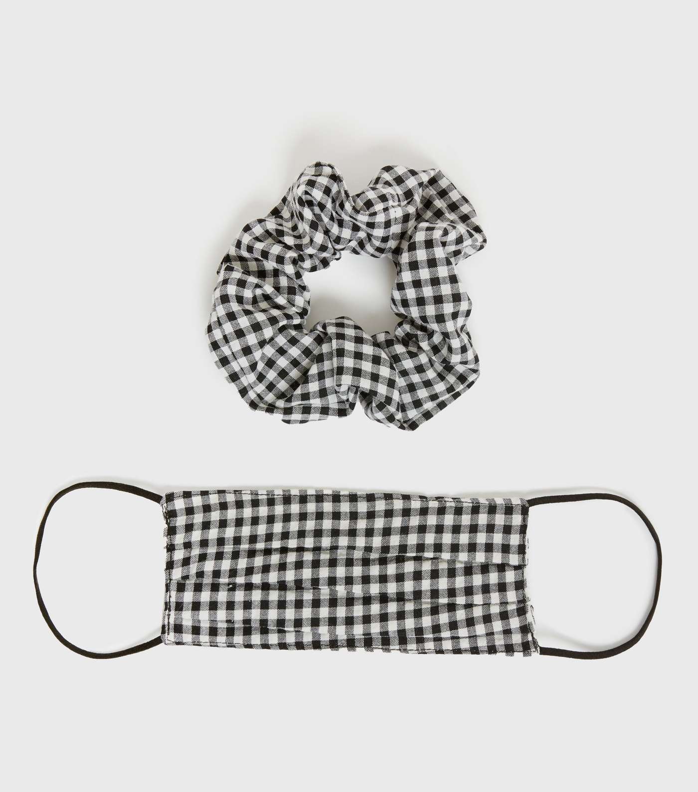 Black Gingham Face Covering and Scrunchie