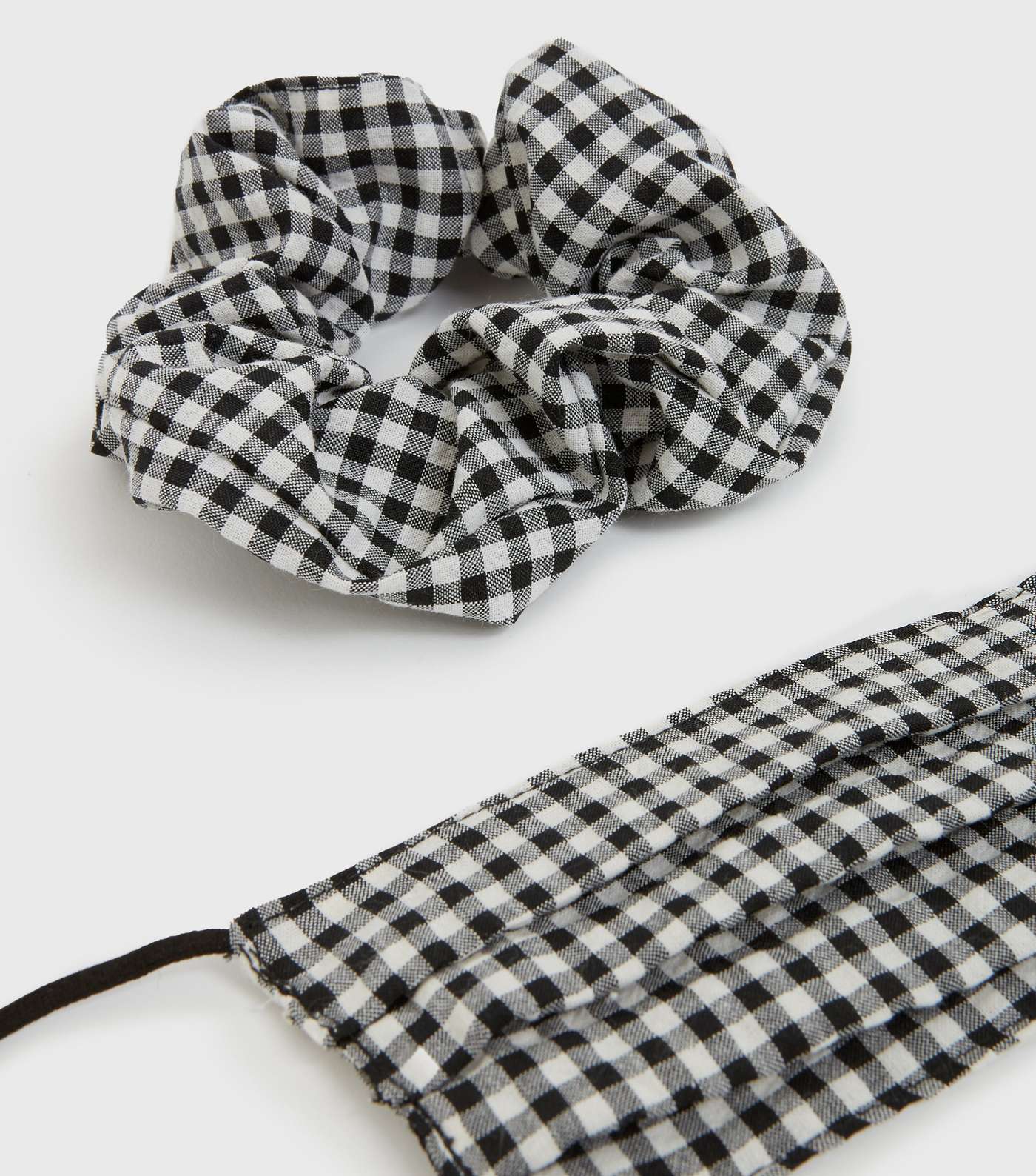 Black Gingham Face Covering and Scrunchie Image 3