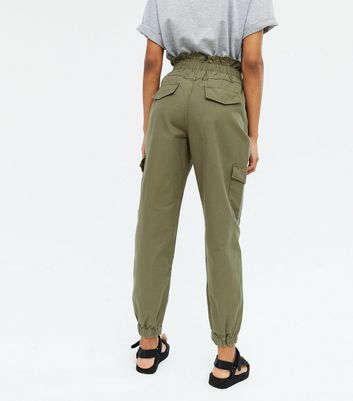 khaki denim joggers