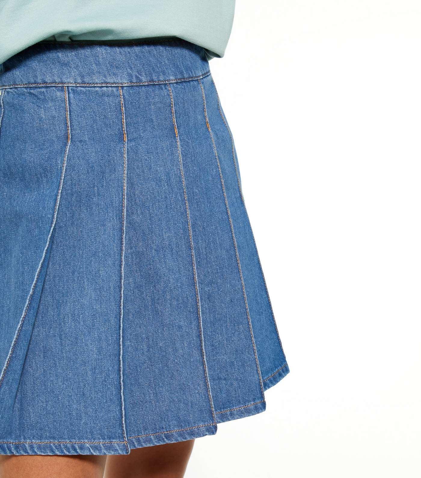 Blue Denim Pleated Tennis Skirt  Image 4