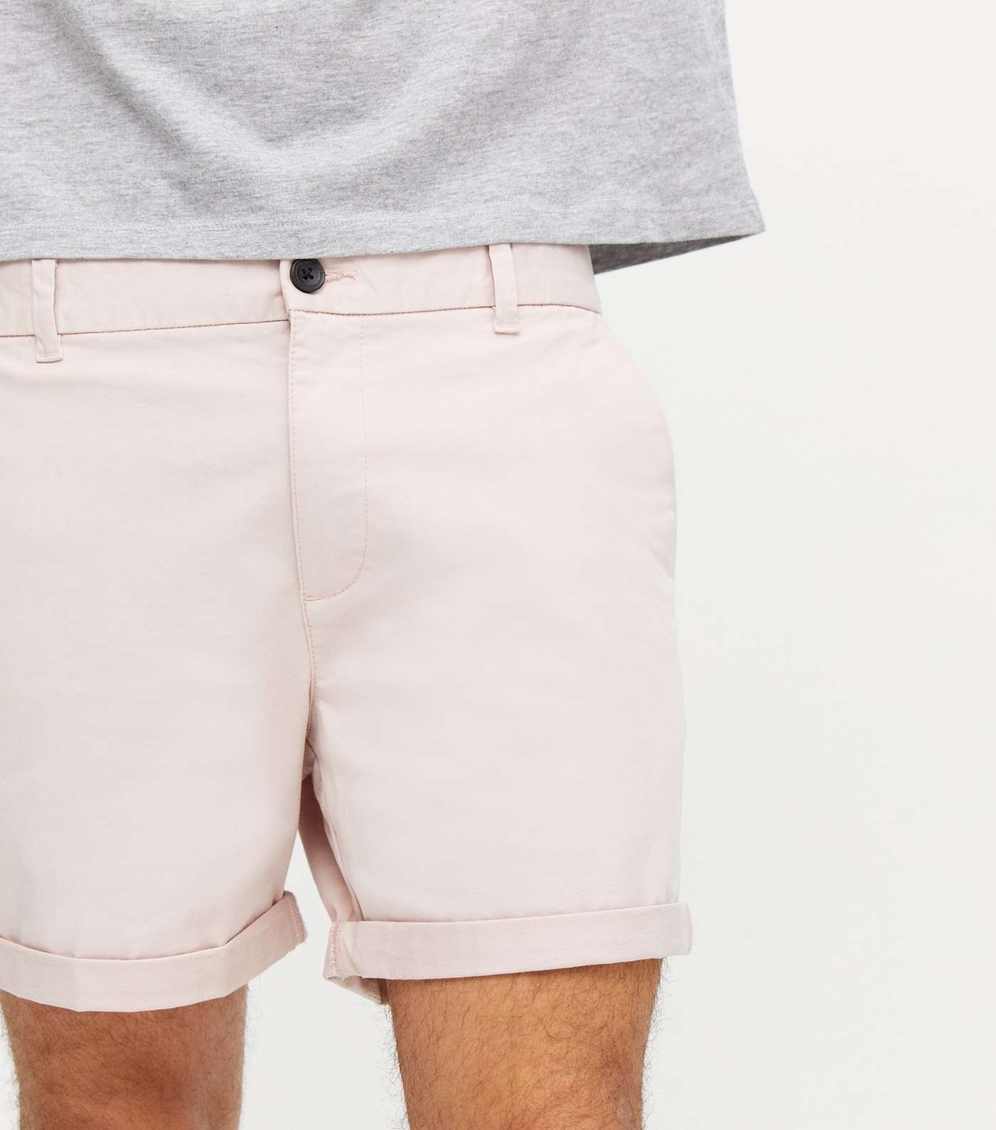 Pink Thigh Length Chino Shorts Image 3
