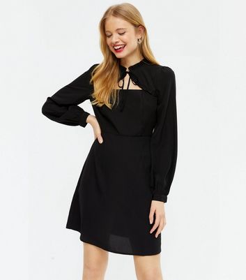 plain black high neck dress