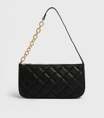 black quilted chain shoulder bag