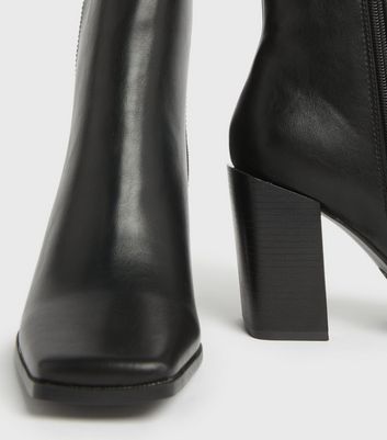 Womens black square hot sale toe ankle boots