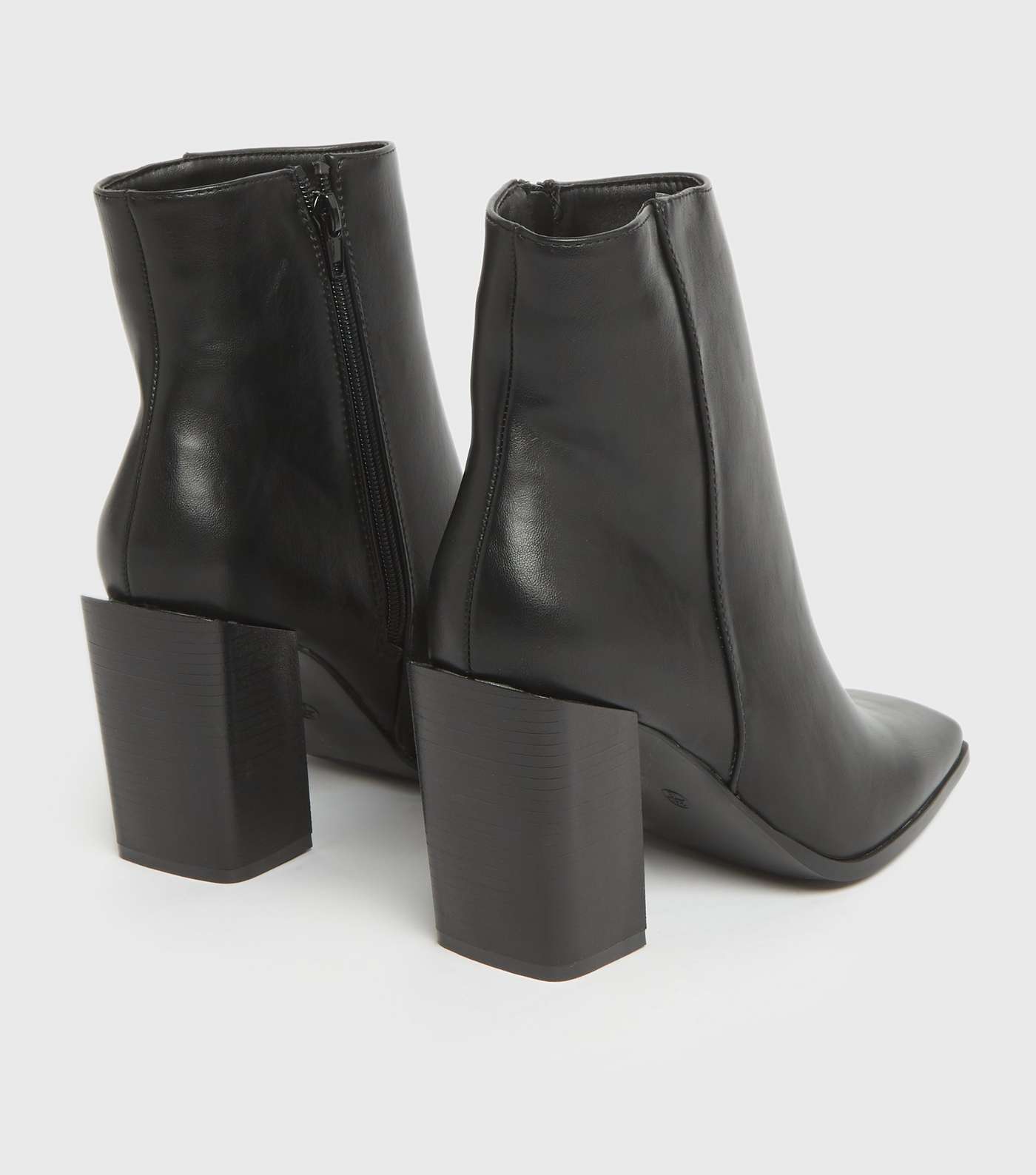 Black Square Toe Heeled Ankle Boots Image 4
